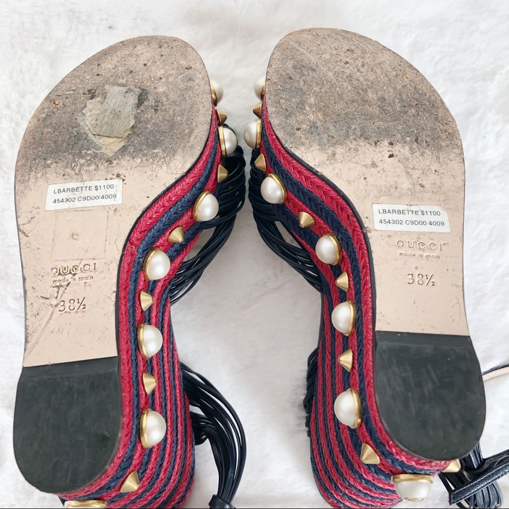 Gucci raffia pearl barbette espadrilles 38.5 - Picture 6 of 7
